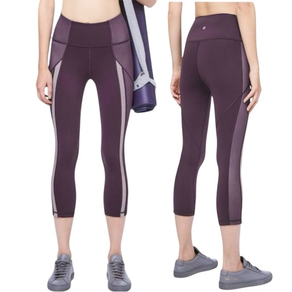 LULULEMON Power Lines Crop 21" Leggings Cyber Dark Chrome Purple Athletic Size 4 - Picture 1 of 14